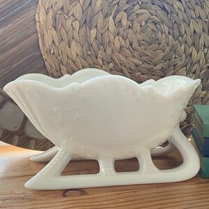 Vintage Milk Glass Sleigh